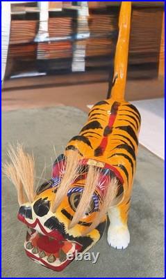 Japanese Vintage Kurashiki Hariko Bobblehead Tiger Paper Mache Figurine 30Yrs