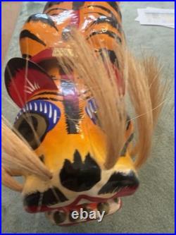 Japanese Vintage Kurashiki Hariko Bobblehead Tiger Paper Mache Figurine 30Yrs