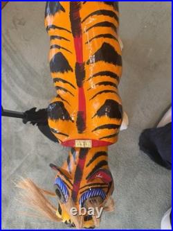 Japanese Vintage Kurashiki Hariko Bobblehead Tiger Paper Mache Figurine 30Yrs