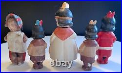 LOT of 5 German bisque Nodders Native American Indian 1920's-30's