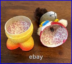 Lot 3 Vintage Nodder Candy Containers West Germany Paper Mache Bunny Chicks MCM