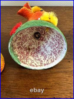 Lot 3 Vintage Nodder Candy Containers West Germany Paper Mache Bunny Chicks MCM