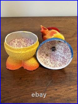 Lot 3 Vintage Nodder Candy Containers West Germany Paper Mache Bunny Chicks MCM
