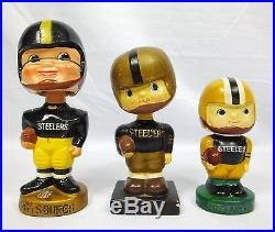 Lot 3 Vintage Pittsburgh Steelers NFL Football Bobblehead Composition Figures