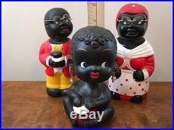 Lot Of Vintage Assorted Black Figurines Some Bobble Heads. Great Coll