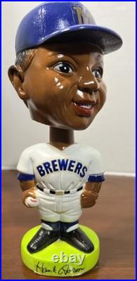 Lot of 4 VTG NFL & MLB BOBBLE HEADS 70's Hank Aaron RAMS Brewers Bears. BR