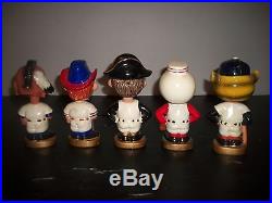 Lot of 5 Vintage & Rare 1967 Sports Specialties Mascot Bobble Heads