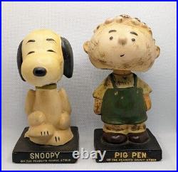 Lot of Vintage Peanuts Lego PIG PEN & SNOOPY Nodders Bobbleheads RARE 50's 60's