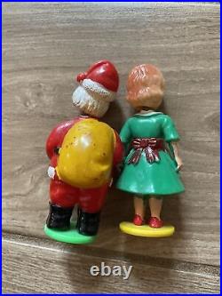 Mommy Kissing Santa Claus Bobble Heads Vtg Christmas Hong Kong Magnetic Heads