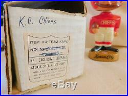 NOS Vintage 1960's NFL BOBBLEHEAD NODDER in BOX Kansas City Chiefs KC