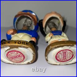 NY Giants Football Vintage 1960's Bobble Head Doll Set'Kissing Boy & Girl