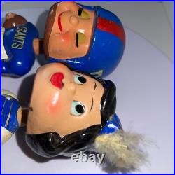 NY Giants Football Vintage 1960's Bobble Head Doll Set'Kissing Boy & Girl