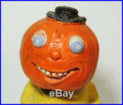 OLD Antique vtg Halloween BOBBLEHEAD Jack-O-Lantern Pumpkin Germany repair