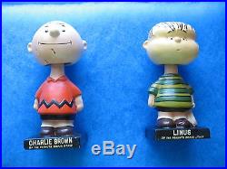 Onr Pair Legos Peanuts Charlie Brown & Linus Vintage Bobblehead Figures (used)