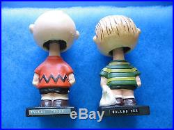 Onr Pair Legos Peanuts Charlie Brown & Linus Vintage Bobblehead Figures (used)