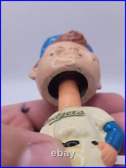 Original Vintage 1960's Los Angeles Dodgers Mini Bobblehead Nodder short bat