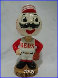 Original Vintage 1960s Cincinnati Reds Mr. Red Bobblehead w Gold Base