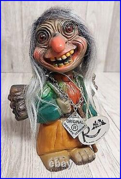 Pair 1960's Heico Woodcutter Trolls Bobblehead Nodder Voodoo Joe W. Germany Tags