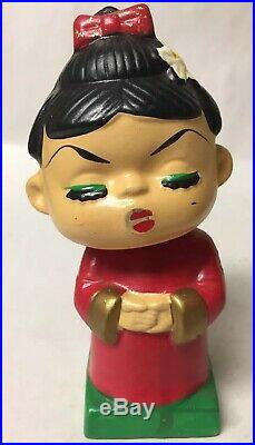 Pair Vintage Chinese Boy Girl Kissing Bobble Head Nodder Doll Original Box Japan