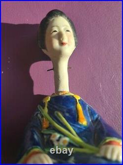 Pair of Vintage Porcelain Female Geisha Nodder Nodding Bobblehead Figurines