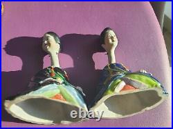 Pair of Vintage Porcelain Female Geisha Nodder Nodding Bobblehead Figurines