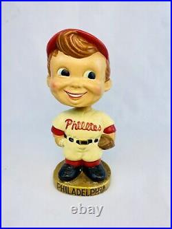 Phillies MLB Extremely Scarce Swirl Cap Nodder 1963 Vintage Bobblehead Gold Base Phillies MLB Extremely Scarce Swirl Cap Nodder 1963 Vintage Bobblehead Gold Base