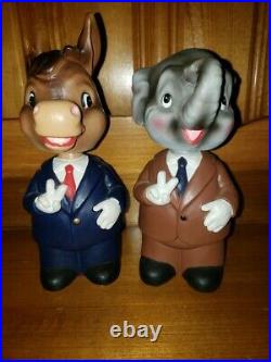 Political Donkey & Elephant Vintage Bobble Head/Bobbing Head/Nodder 1960 Banks