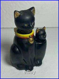 Porcelain Vintage Black Cats Bobblehead Nodder Salt & Pepper Shakers Japan
