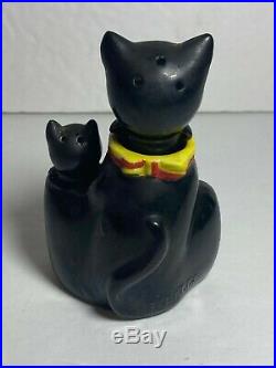 Porcelain Vintage Black Cats Bobblehead Nodder Salt & Pepper Shakers Japan