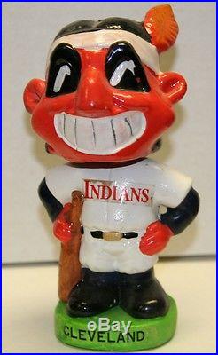 RARE 1960's Cleveland Indians Mascot Green Base Vintage Bobble Head Nodder RARE 1960's Cleveland Indians Mascot Green Base Vintage Bobble Head Nodder