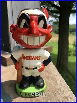 RARE VINTAGE 1960s CLEVELAND INDIANS MASCOT BOBBLE HEAD MLB BASEBALL Chief Wahoo