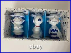 RARE VINTAGE 3 Piece Ceramic Baseball Set Snoopy, Charlie Brown, Lucy MINT BOX