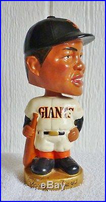 RARE VINTAGE WILLIE MAYS NODDER BOBBLEHEAD GOLD ROUND BASE 1960's GIANTS JAPAN RARE VINTAGE WILLIE MAYS NODDER BOBBLEHEAD GOLD ROUND BASE 1960's GIANTS JAPAN