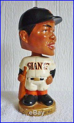 RARE VINTAGE WILLIE MAYS NODDER BOBBLEHEAD GOLD ROUND BASE 1960's GIANTS JAPAN RARE VINTAGE WILLIE MAYS NODDER BOBBLEHEAD GOLD ROUND BASE 1960's GIANTS JAPAN