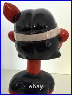 RARE Vintage Cleveland Indians Chief Wahoo Green Base Bobblehead Nodder With Box