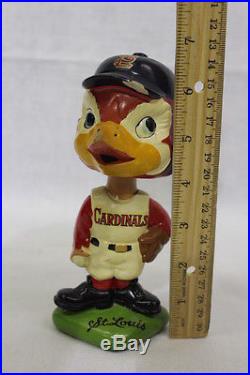 RARE Vintage MLB Saint Louis CARDINALS Mascot Chalkware Bobblehead withGreen Base