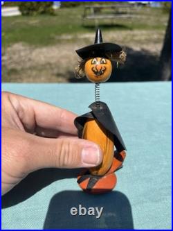RARE Vintage Wood HALLOWEEN Witch BOBBLEHEAD Nodder Clicker RARE Vintage Wood HALLOWEEN Witch BOBBLEHEAD Nodder Clicker