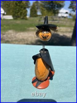 RARE Vintage Wood HALLOWEEN Witch BOBBLEHEAD Nodder Clicker RARE Vintage Wood HALLOWEEN Witch BOBBLEHEAD Nodder Clicker