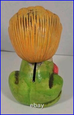 RARE Vtg 1960s Bobble Nodder Lion Coin Bank Paper Mache ChalkWare Psychedelic