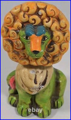 RARE Vtg 1960s Bobble Nodder Lion Coin Bank Paper Mache ChalkWare Psychedelic