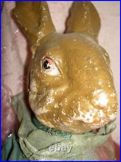 RARE antique sgnd. Germany c1915 Bobble Head BUNNY Bride Rabbit candy container