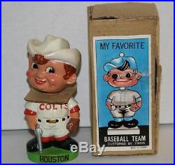 Rare 1960's Houston Colt. 45s Green Base Vintage Bobble Head Nodder with Box