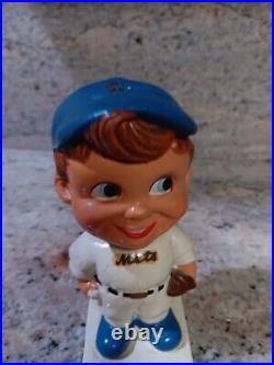 Rare New York Mets 1960's Square Base Baseball Nodder Bobble Head Vintage