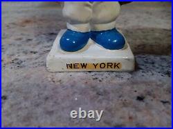 Rare New York Mets 1960's Square Base Baseball Nodder Bobble Head Vintage