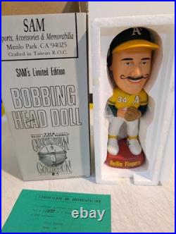 Rare Rollie Fingers A's Cooperstown SAM bobbing head VTG Bobblehead NIB