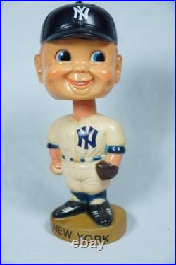 Rare Vintage 1960's New York Yankees Bobble Head Nodder Gold Base Mint