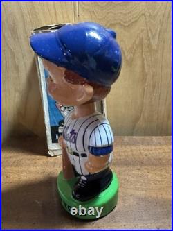 Rare Vintage 1960s Green Base NY Mets Bobblehead Bobble Head Nodder & Box. Mint