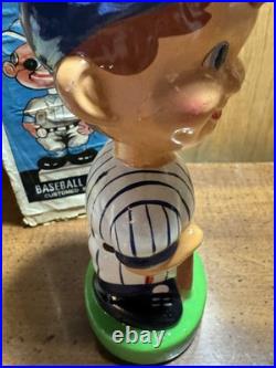 Rare Vintage 1960s Green Base NY Mets Bobblehead Bobble Head Nodder & Box. Mint