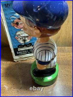 Rare Vintage 1960s Green Base NY Mets Bobblehead Bobble Head Nodder & Box. Mint