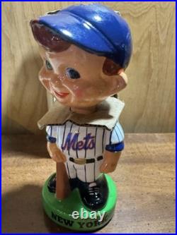 Rare Vintage 1960s Green Base NY Mets Bobblehead Bobble Head Nodder & Box. Mint